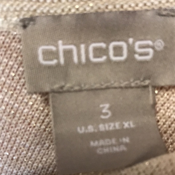 CHICO’S Women’s Pullover Sweater V Neck XL Cream With Subtle Metallic Sparkles - Picture 6 of 11